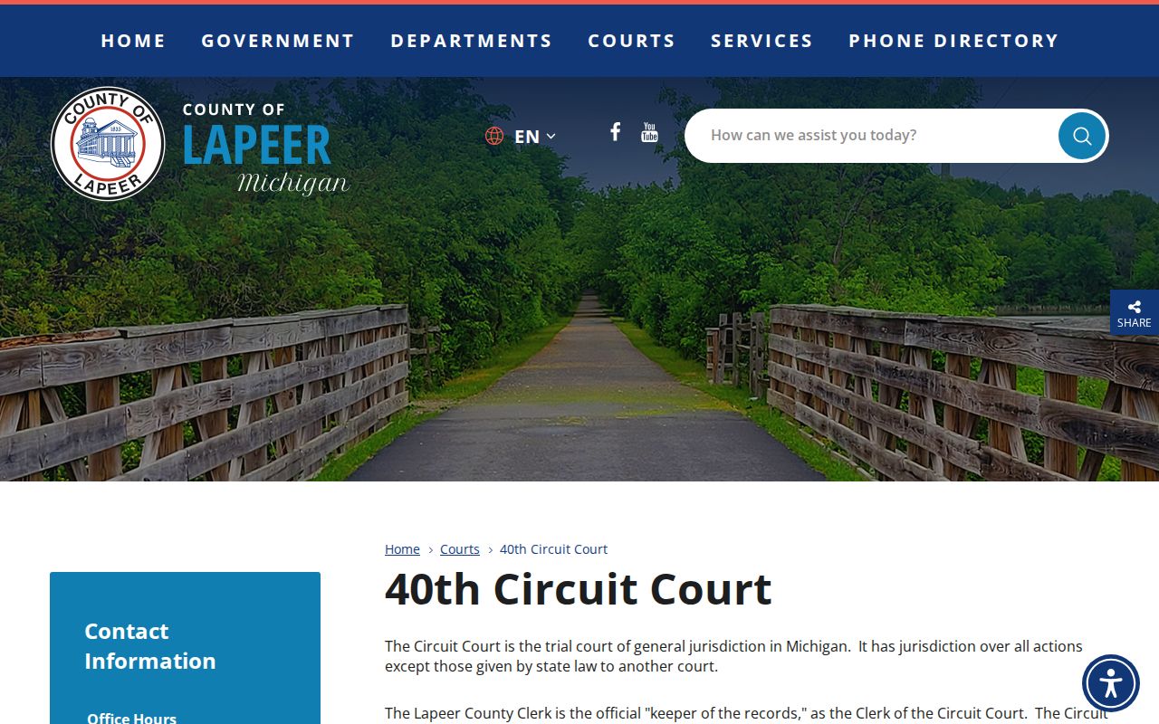 Lapeer County criminal court cases at 40th Circuit Court