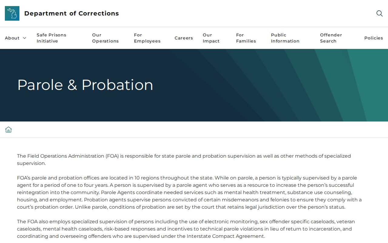 Michigan parole and probation information relevant to Imlay City cases