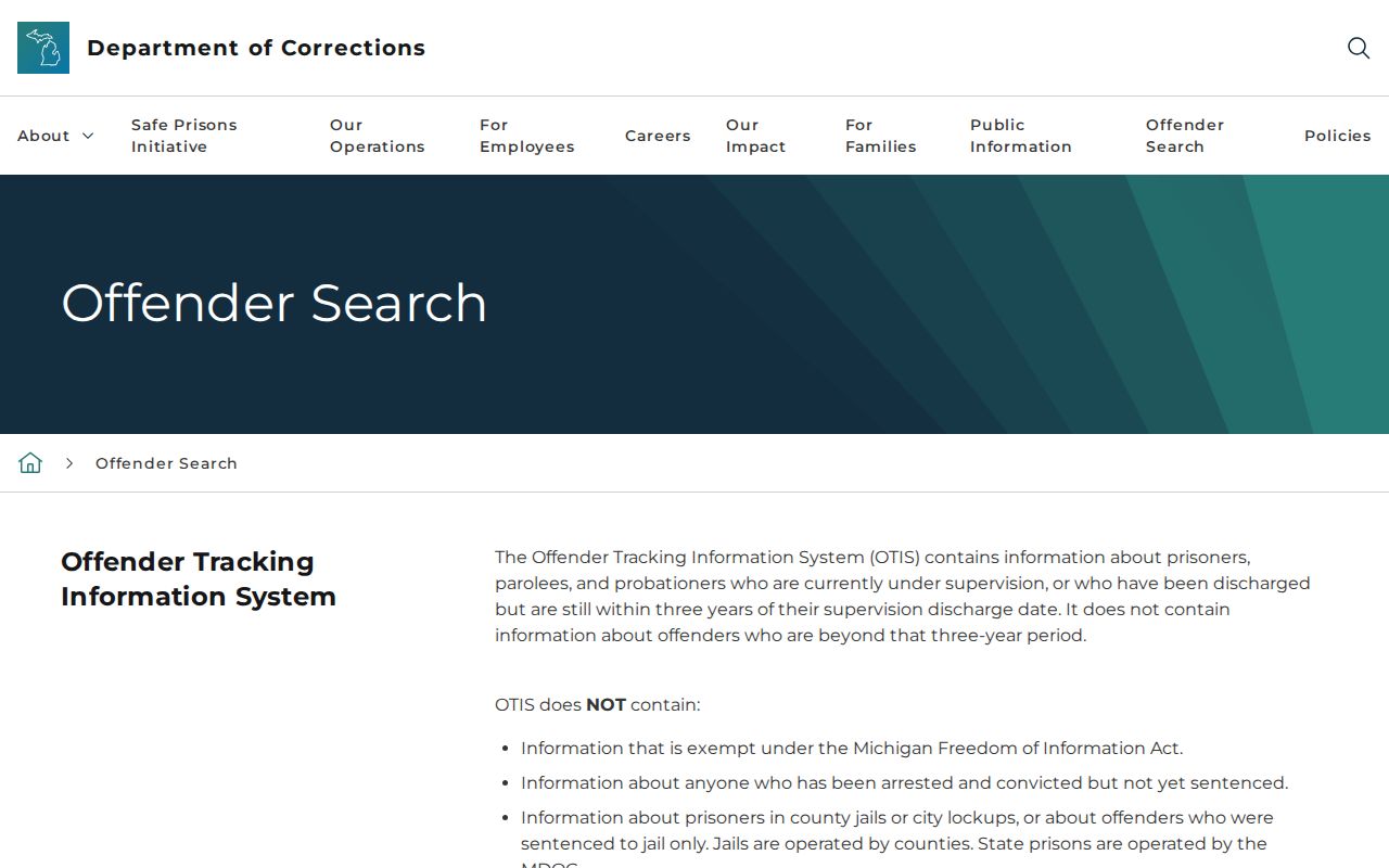 Lapeer County criminal records through the MDOC OTIS locator